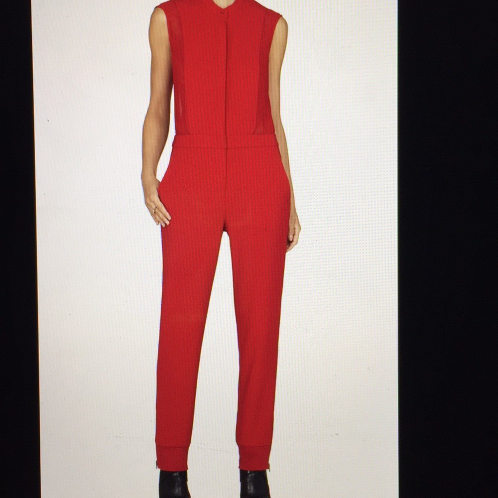 Sleevless tuxedo jumpsuit